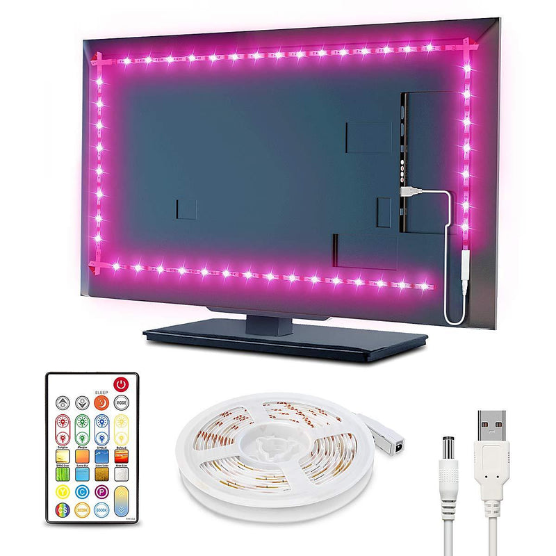 Led Strip Lights Waterproof 6.56ft RGBW TV Led Backlight 65536 DIY Colors Options Led Lights for 32-58inch TV Monitor, 6 Dynamic Color Changing Modes, 5v USB Powered, 30mins Timing Off Ambient Light