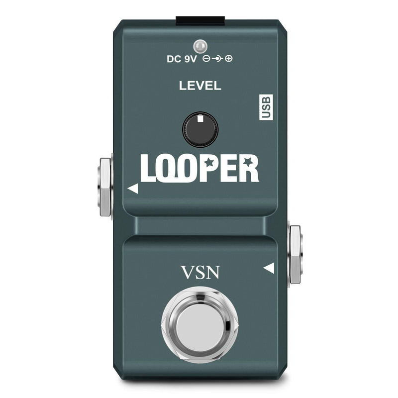 [AUSTRALIA] - VSN Looper Pedal，48K Looper Electric Guitar Effect Loop Pedal 10 Minutes of Looping Unlimited Overdubs USB Port True Bypass Gray iron 