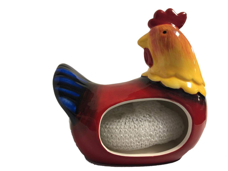 Ceramic Sponge/Scrubbie Holder (Blue Chicken) Blue Chicken
