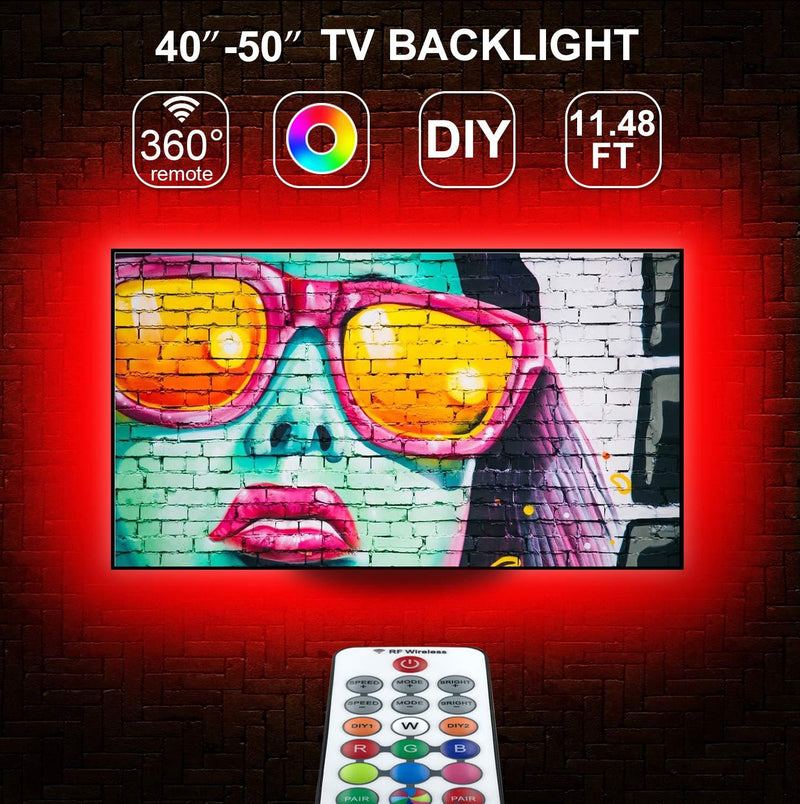 [AUSTRALIA] - TV LED Backlights, Micomlan 11.48ft(3.5M) Led TV Backlight Kit with Remote for 40-50 Inch TV, 18 Colors 5050 RGB Led TV Light Strip, Color Changing TV Led Strip Lights for Monitor, Home, Bedroom 