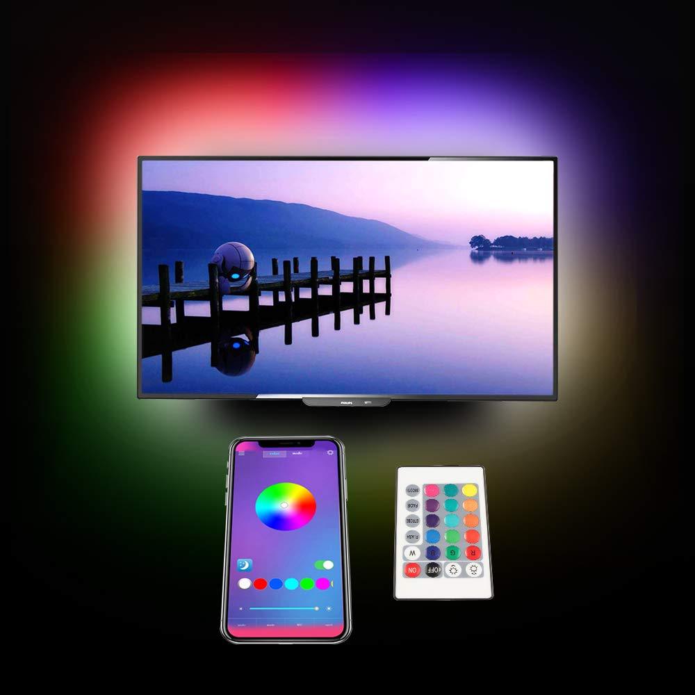 [AUSTRALIA] - TV Backlight LED Strip Lights,cartaoo 8.10Ft LED Bias Lighting TV Back Home Movie Decor Music Mood Lights Kit with APP/Remote Controlled,Dimmable,16 Colors,USB Powered,5050 RGB Lighting 8.1Ft 