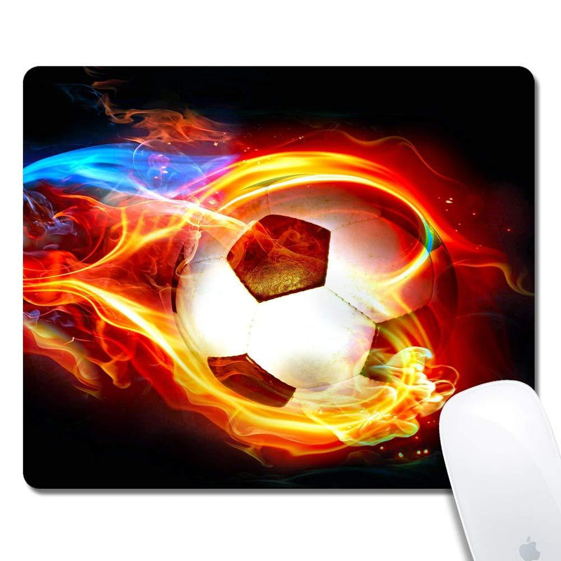iNeworld Mouse Pads Rectangle Flame Soccer Thick Keyboard Mouse Pad Non-Slip Nature Rubber Mouse Pad for Gaming Office Working Home Mouse Mat(9.45"×7.87"×0.12")