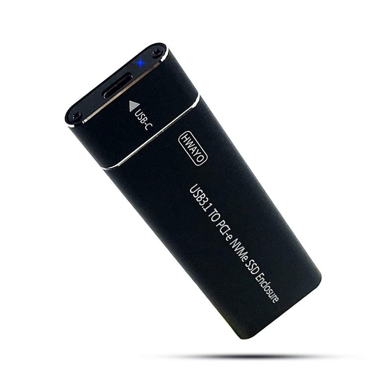 HWAYO USB 3.1 Portable NVMe SSD Enclosure Case for M.2 M Key NVMe SSD, Black