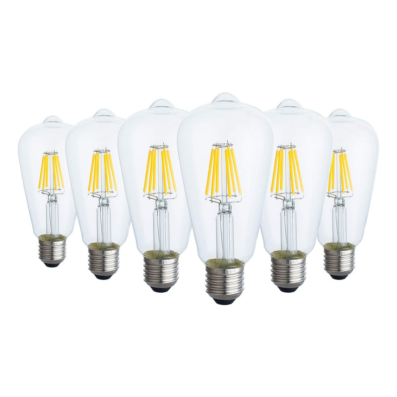 6-Pack Edison Light Bulb by Basics Hardware, Antique Vintage Style Light, Amber Warm, Dimmable (60w/110v) (6-Pack LED Light Bulb) 6-Pack, LED (110v)