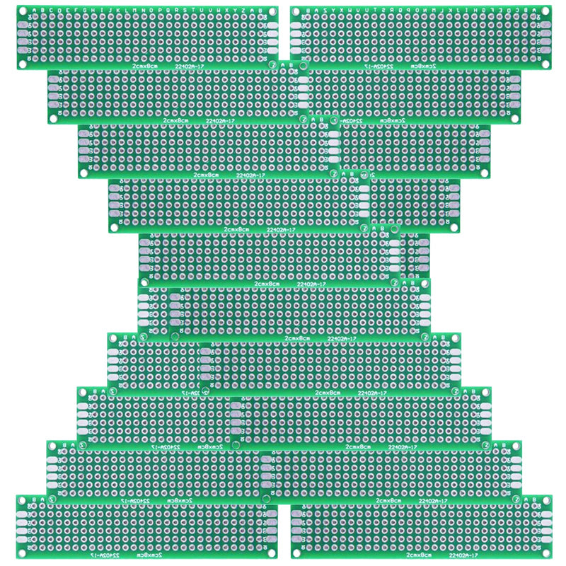 YUNGUI 20 Pcs 2x8cm PCB Board Small Prototype Boards Universal Printed Circuit Boards Breadboard for DIY Soldering Electronic Project