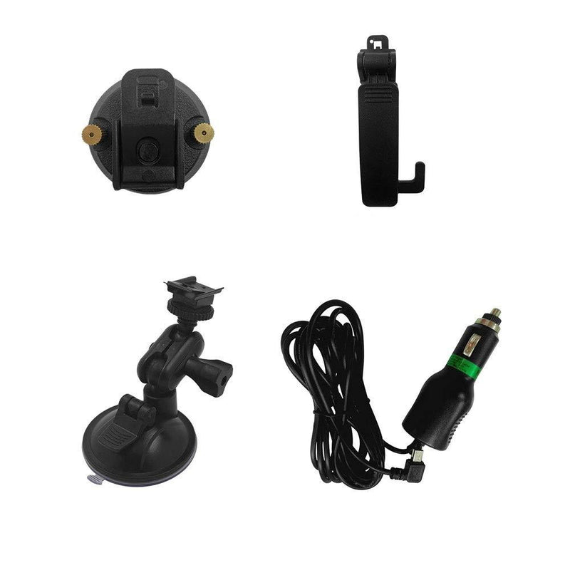 CammPro Body Worn Camera Accessories Bundle Kit, Screw Clip+Car Charger+Suction Cup Mount+Shoulder Clip (for M831 & I826) for M831 & I826