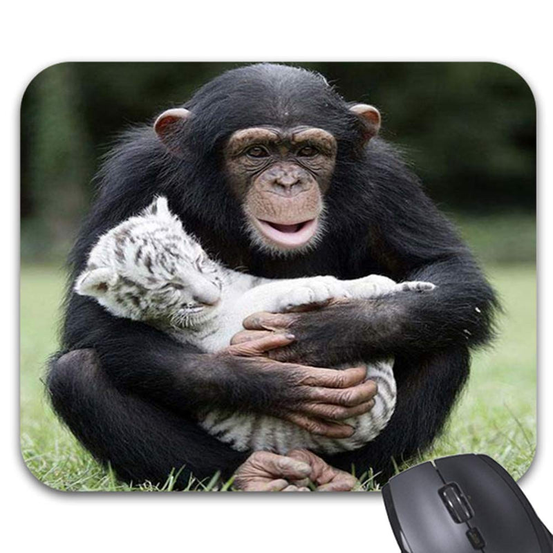 Goodaily Mouse Pad Monkey Mother Hold The White Baby Tiger Mouse Mat Stylish Office Accessory 9 x 7.5in 9 x 7.5inch Black