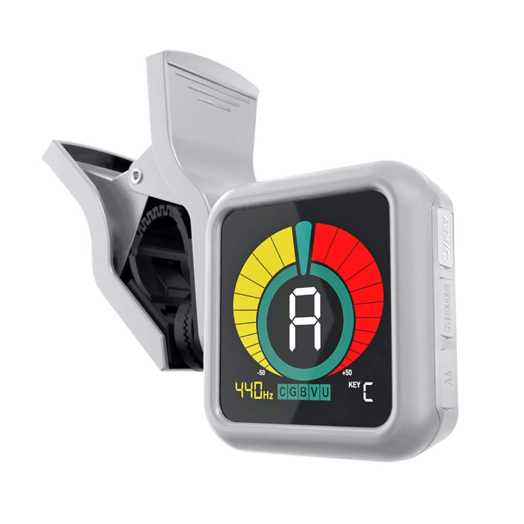 KLIQ UberTuner - Professional Clip-On Tuner for All Instruments (multi-key modes) - with Guitar, Ukulele, Violin, Bass & Chromatic Tuning Modes, White (Special Edition) (also for Mandolin and Banjo) UberTuner (White)