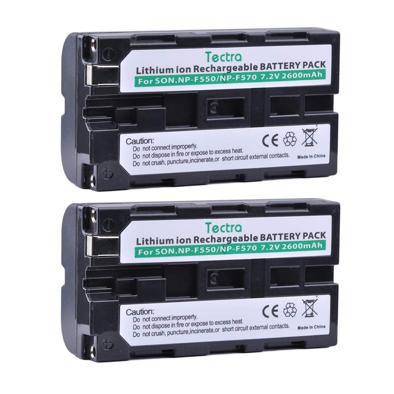 Tectra 2-Pack NP-F550 NP-F570 Replacement Battery for Sony CCD-SC55 CCD-RV100 CCD-RV200 SC5 SC9 TR1 TR940 TR917 TR516 TR716 Camera and CN-160 CN-216 CN-304 YN 300 VL600 LED Video Light