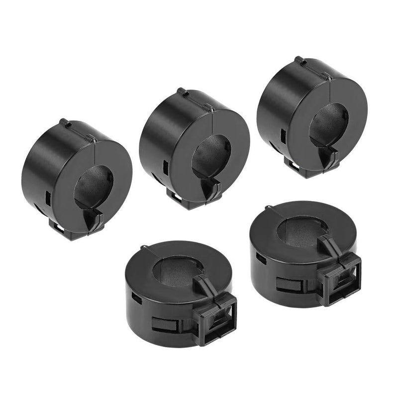 uxcell 15mm Ferrite Cores Ring Clip-On RFI EMI Noise Suppression Filter Cable Clip, Black 5pcs