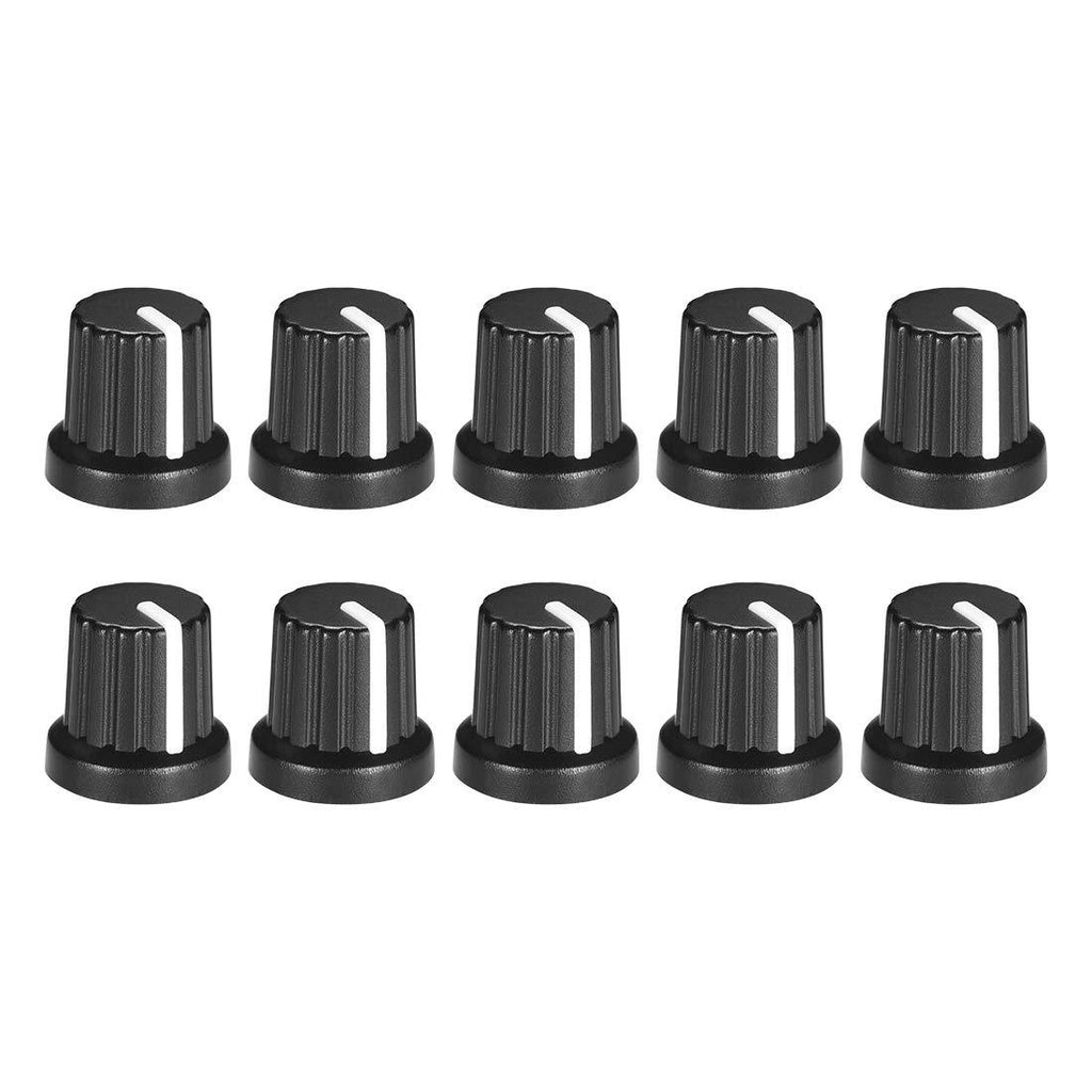 uxcell 10Pcs 6mm Shaft Hole Knob for Speaker Effect Pedal Amplifier Black Potentiometer Knob White Mark