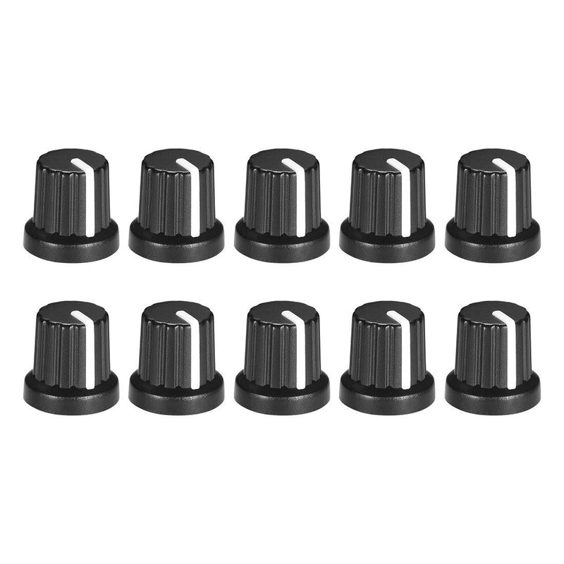 uxcell 10Pcs 6mm Shaft Hole Knob for Speaker Effect Pedal Amplifier Black Potentiometer Knob White Mark