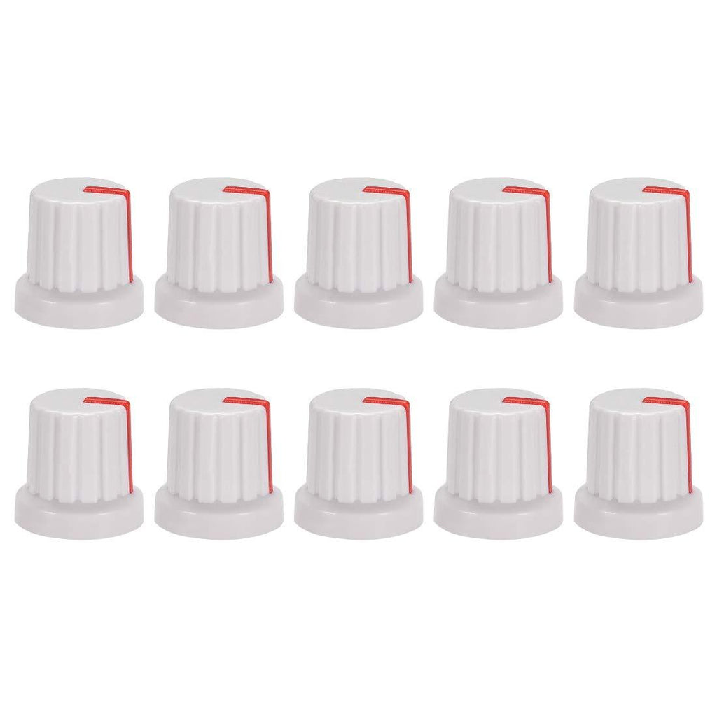 uxcell 10Pcs 6mm Shaft Hole Knob for Speaker Effect Pedal Amplifier White Potentiometer Knob Red Mark