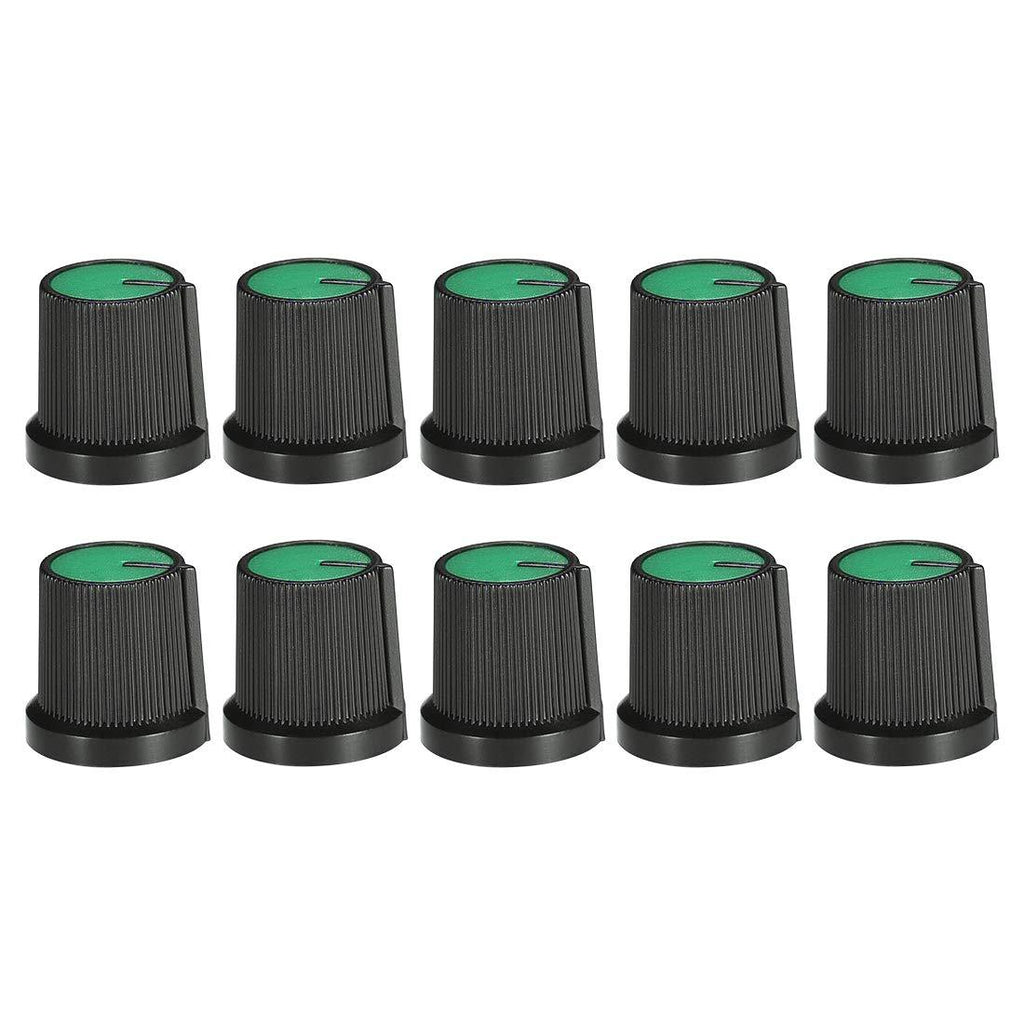 uxcell 10Pcs 6mm Shaft Hole Knob for Speaker Effect Pedal Amplifier Potentiometer Knob Black Green