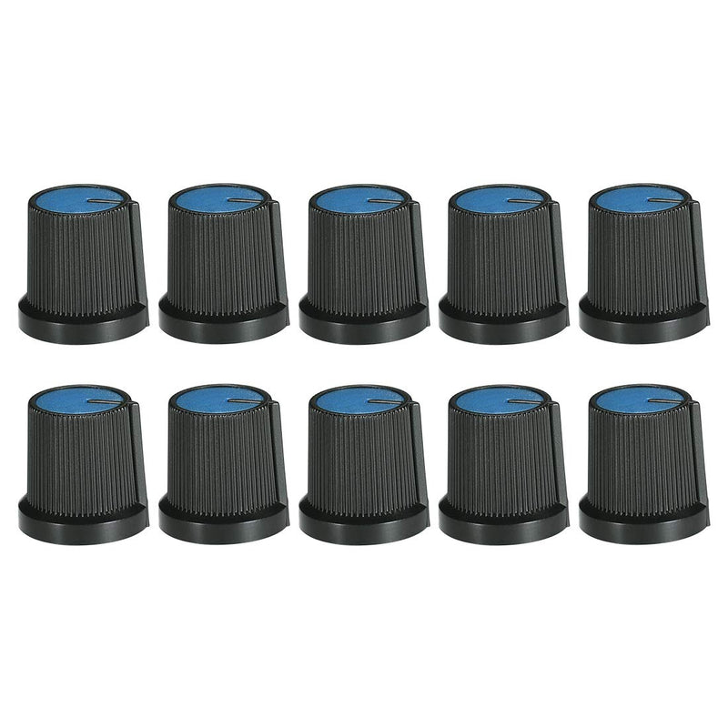 uxcell 10Pcs 6mm Shaft Hole Knob for Speaker Effect Pedal Amplifier Potentiometer Knob Black Blue