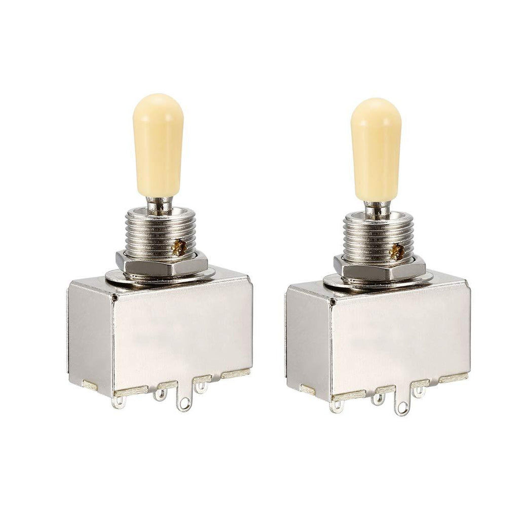 uxcell Metal Electric Guitar 3 Way Box Toggle Switch for Les Paul with Cream Knob 2pcs