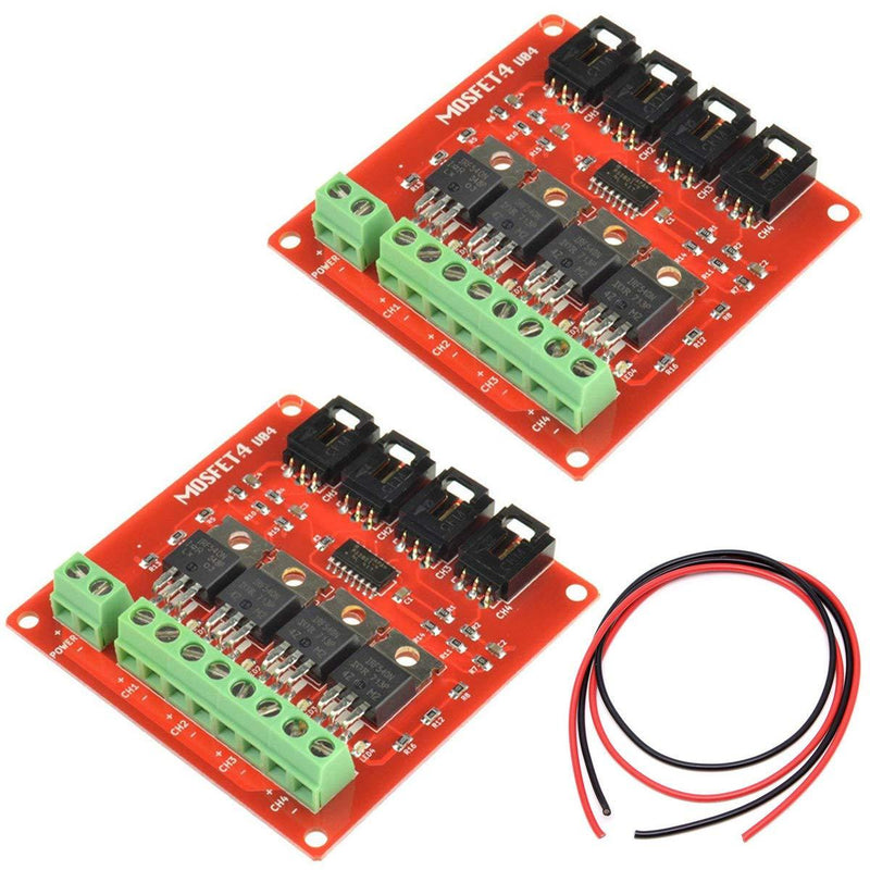 DAOKI 2Pcs 4 Channel MOSFET Module Four Channel 4 Route MOSFET Button IRF540 V2.0 + MOSFET Switch Module for Arduino DC Motor Drive Dimmer Relay Board