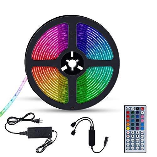 [AUSTRALIA] - Led Strip Lights, SMD 5050, RGB, 16.4ft(5m), 150 LEDs Rope Lights, Color Changing Light Strips with 44 Keys IR Remote Controller, Strong Adhesive Tape, Waterproof IP65 for Indoor and Outdoor 