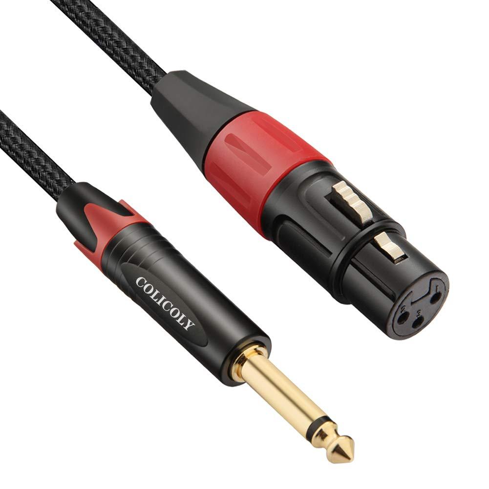 [AUSTRALIA] - COLICOLY XLR Female to 1/4 TS Mono Jack Unbalanced Mic Cable Microphone Cord for Dynamic Microphone - 6.6ft 