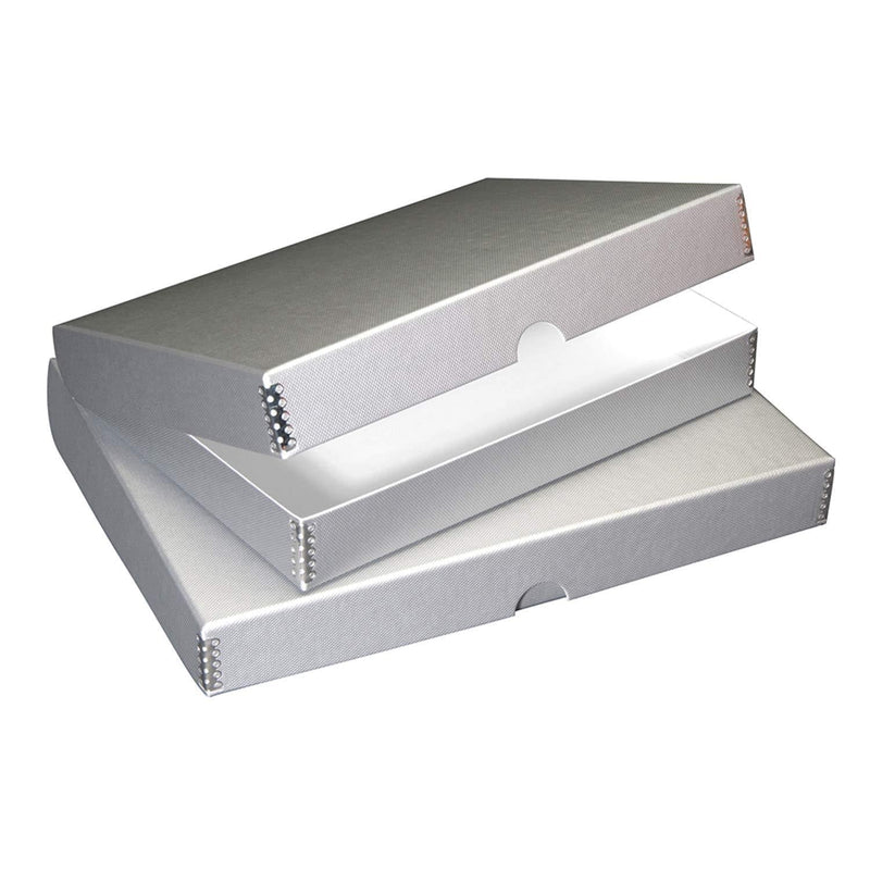 Lineco Silver Metallic 11x14 Clamshell Box 11.5" x 14.5" x 1.75". Archival with Metal Edge. Protect Longevity, Store Photos, Documents, Cards, Magazines, Prints, Wedding Dresses, DIY. Metallic Silver