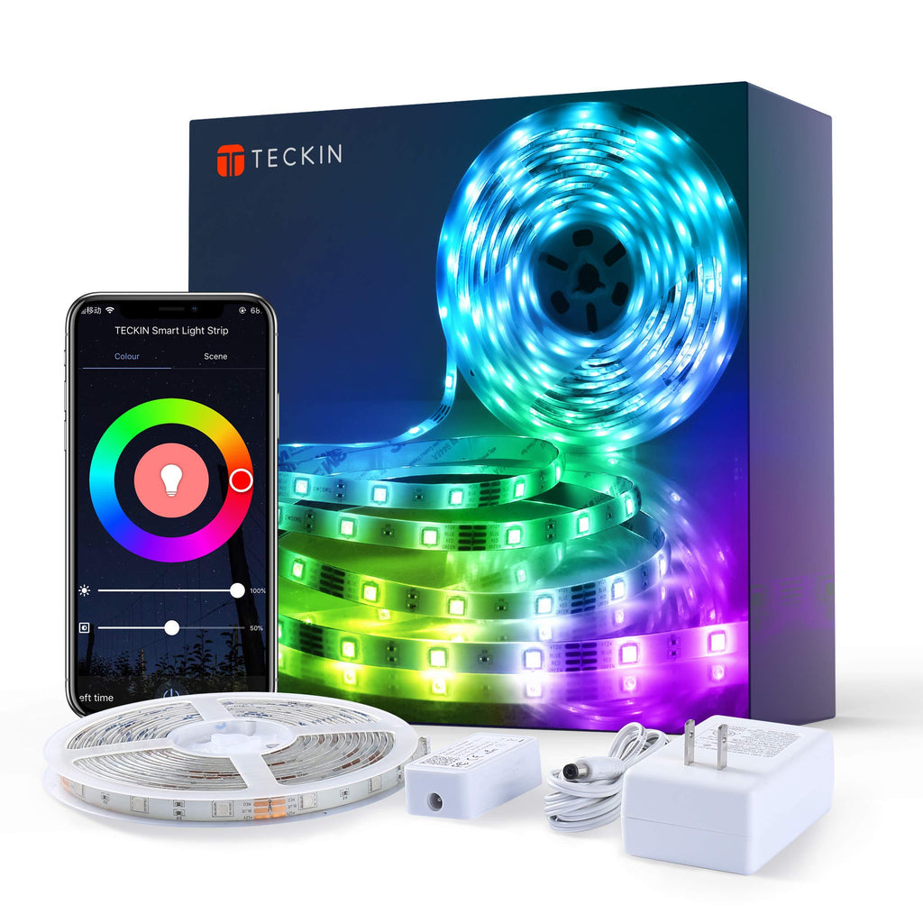 [AUSTRALIA] - TECKIN Smart WiFi LED Strip Lights Works with Alexa, Google Home 5050 LED, 16 Million Colors Phone App Controlled Music Light Strip for Home, Kitchen, TV, Party, for iOS and Android, 16.4ft 