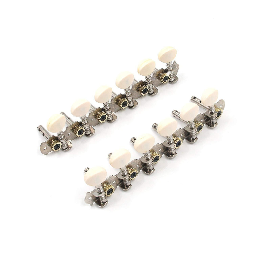 Geesatis 2 PCS Tuning Pegs Keys Guitar Machine Heads with Mounting Screws for Classical Guitar Tool, 6L 6R Chrome, White, Right, Left