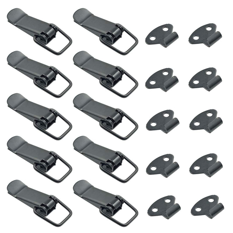 [AUSTRALIA] - Rannb Toggle Latch Small Stainless Steel Spring Loaded Latch Hasp Black - Pack of 10 Small Size No Padlock Hole 