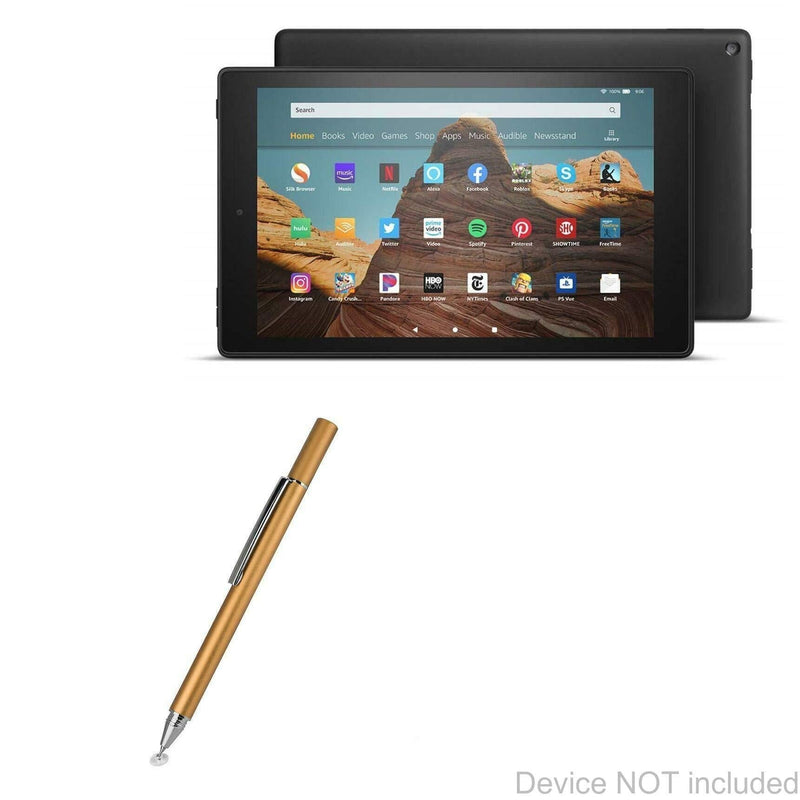 [AUSTRALIA] - Stylus Pen for Amazon Fire HD 10 (9th Gen 2019) (Stylus Pen by BoxWave) - FineTouch Capacitive Stylus, Super Precise Stylus Pen for Amazon Fire HD 10 (9th Gen 2019) - Champagne Gold Tap-Disc Touch Stylus - Gold 