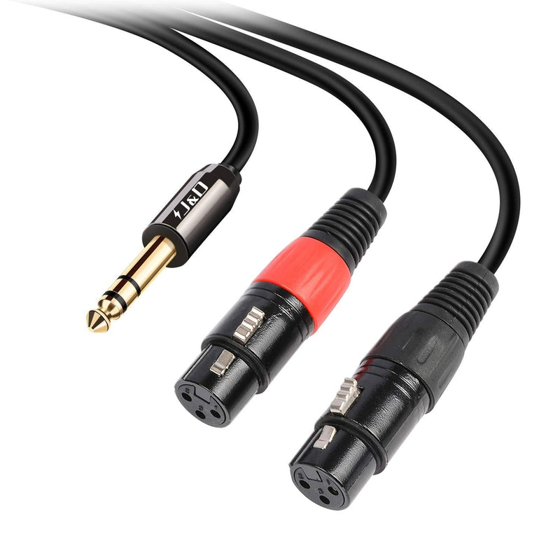 [AUSTRALIA] - J&D TRS 6.35mm (1/4 inch) to Dual XLR Y Splitter Cable, PVC Shelled 2 XLR Female to 6.35mm 1/4 inch TRS Male Unbalanced Interconnect Stereo Audio Cable for Speaker Mic Guitar Mixer AMP, 6 Feet 