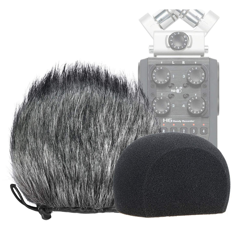 [AUSTRALIA] - H6 Windscreen Muff and Foam for Zoom H6 Portable Handy Recorder Indoor Outdoor Microphone Windscreen by YOUSHARES (2 PACK) 
