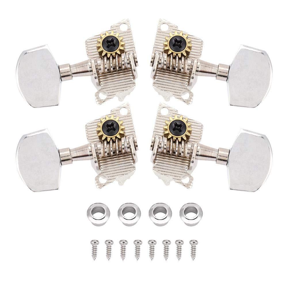 Bnineteenteam 2L2R Ukulele Tuning Peg,Silver Classical Style Machine Head Ukulele DIY Parts with Mounting Screws