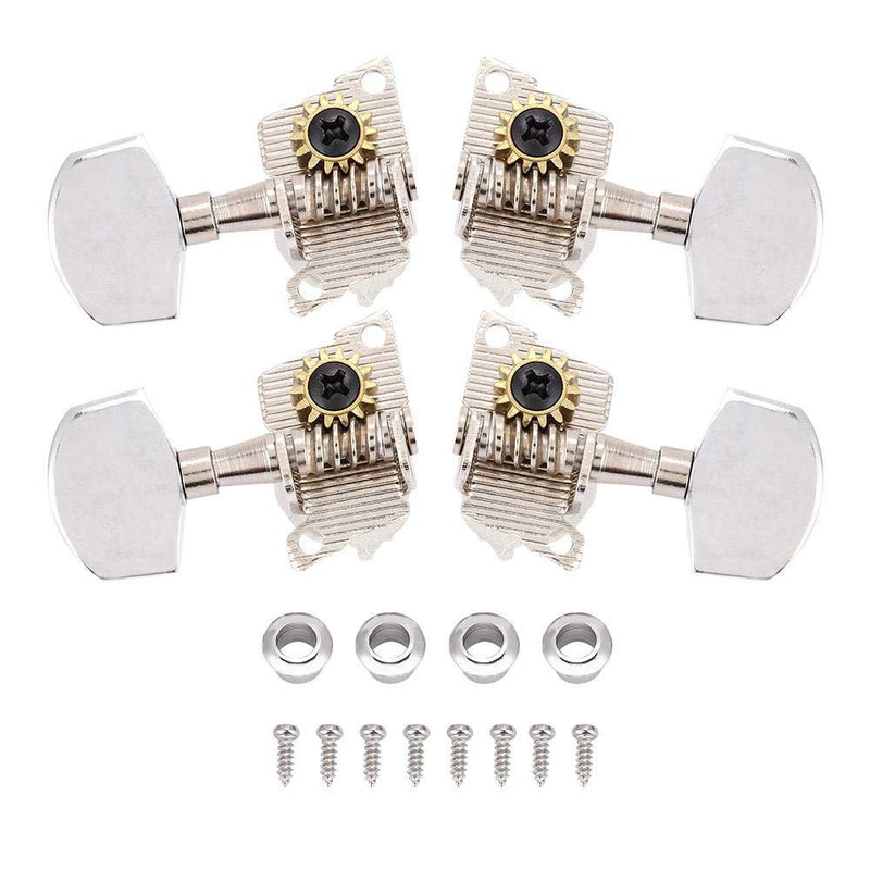 Bnineteenteam 2L2R Ukulele Tuning Peg,Silver Classical Style Machine Head Ukulele DIY Parts with Mounting Screws