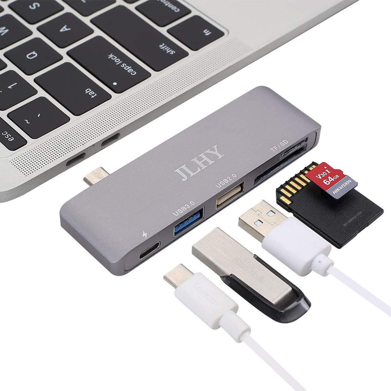 USB C Hub Adapter,5 in 1 Aluminum Premium Type C Hub with USB 3.0 Port,USB 2.0 Port,USB-C Power Delivery Port,SD/TF Card Reader,Portable Hub for MacBook Pro/Air,Chromebook,XPS and More Type C Devices