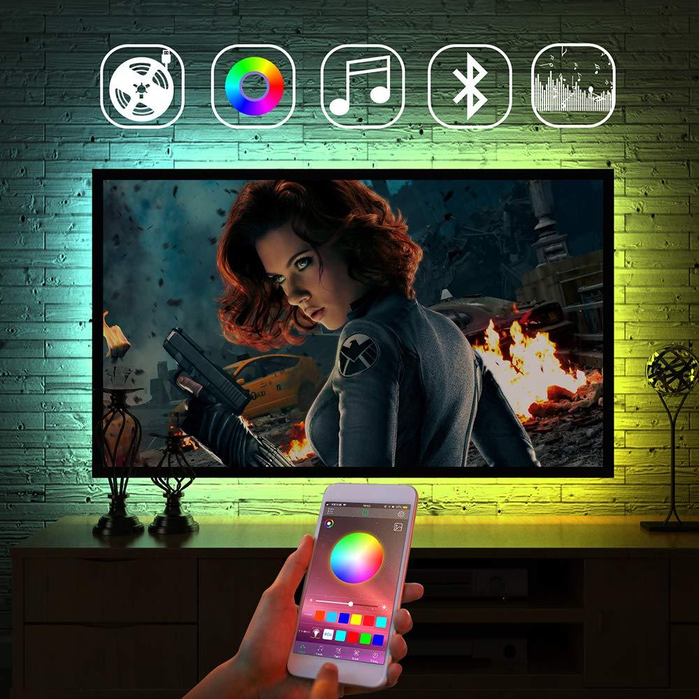 [AUSTRALIA] - LED Strip Lights, LitSoul RGB Accent Lighting Sync to Music, App Control, 8.2ft RGB Bias Light for TV, Bed Room Decor, USB Powered, for Android/iOS 8.2ft Bluetooth Control 