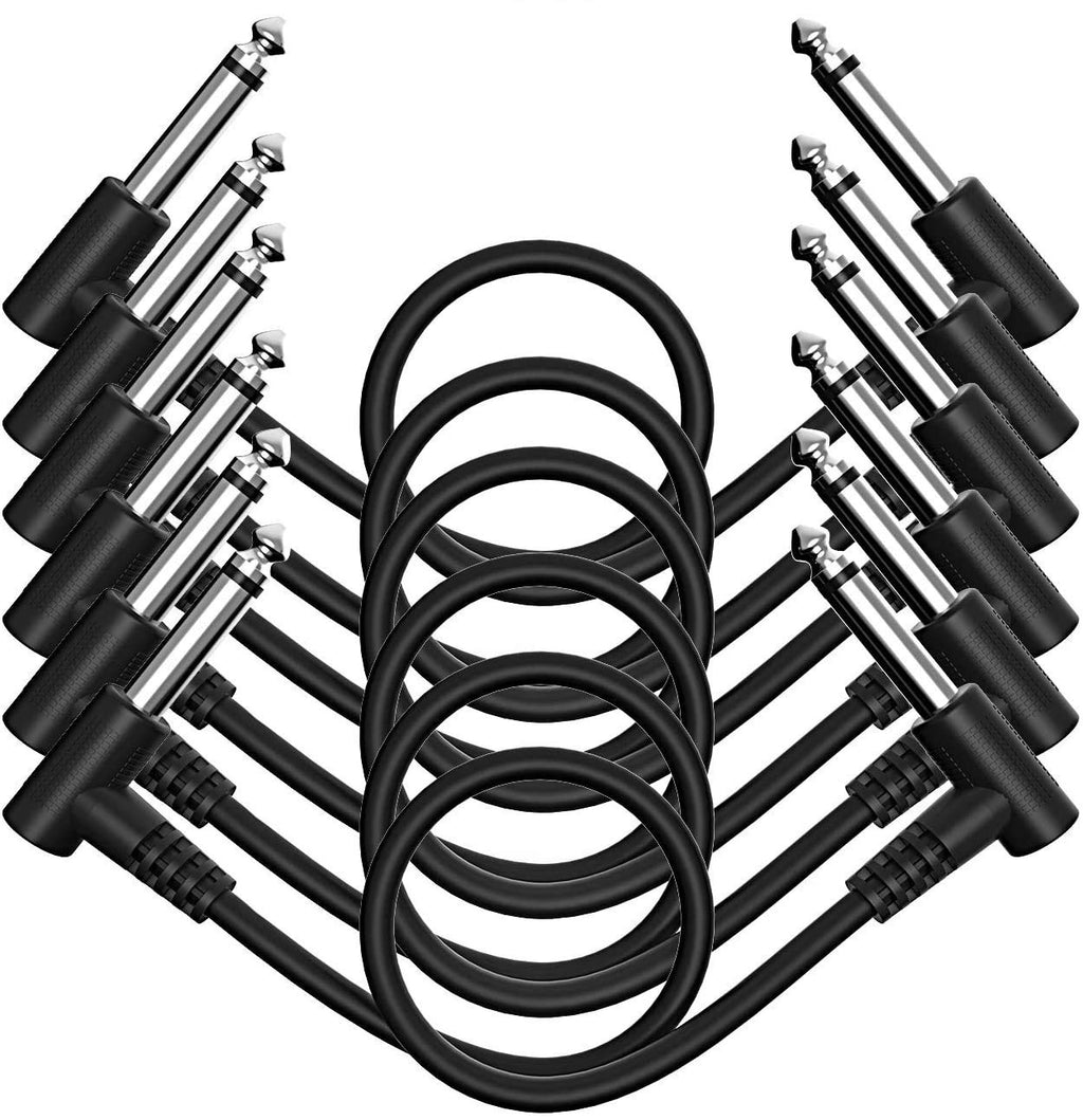 [AUSTRALIA] - Guitar Patch Cable, Ancable 1/4 Inch Right Angle Pedals Cables for Insturment Effect Pedals (12 INCH, 6 Pack) 