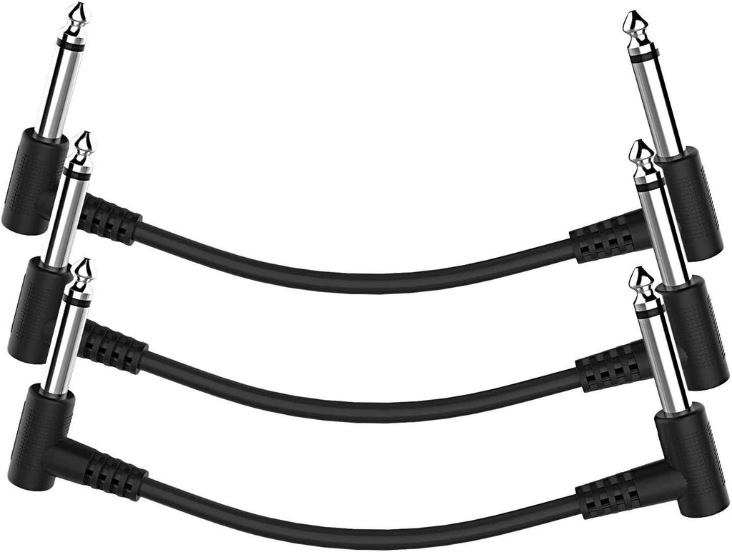 [AUSTRALIA] - Guitar Patch Cable, Ancable 1/4 Inch Right Angle Pedals Cables for Insturment Effect Pedals (6 INCH, 3 Pack) 