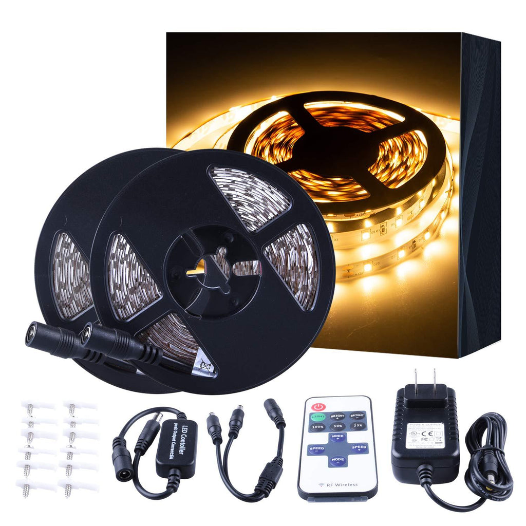 [AUSTRALIA] - SHPODA LED Strip Lights Kit,33Ft/10M Light Strip with RF Remote and Controller Box,600 Units 2835 LEDs,Non-Waterproof Dimmable LED Ribbon for Home Lighting Kitchen Bar Party Decoration,Warm White Warm White 