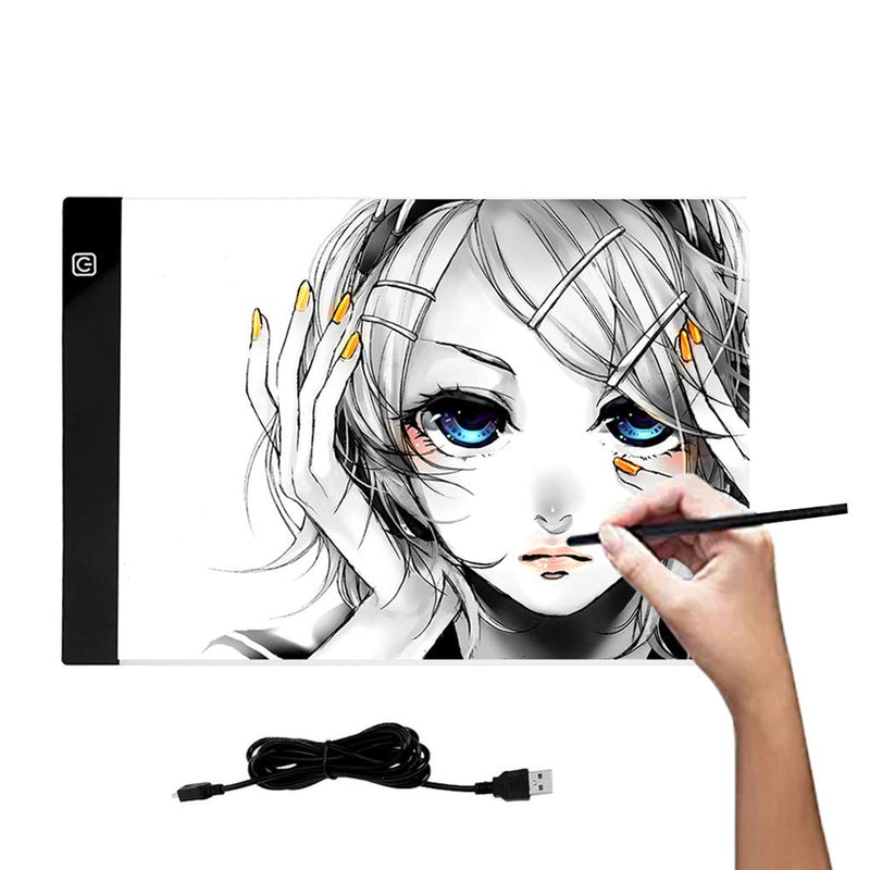 A4 LED Light Box Tracer Art Tracing Light Board Ultra-Thin USB Power LED Craft Tracing Light Pad DIY Acrylic Surface Tablet Board Tracker for Artists Drawing Sketching Painting STYLE 1