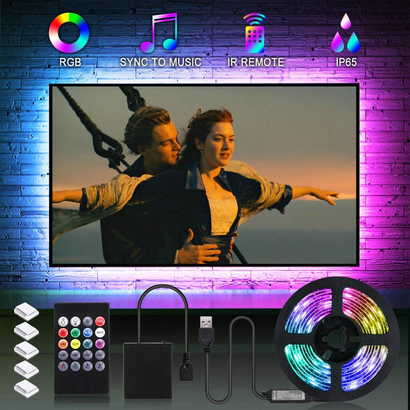 [AUSTRALIA] - TV Light Strip for 32-60in TV - iCreating 6.6ft Music Sync USB Battery Powered Behind TV LED Backlight Lighting Kit with Remote Color Changing 5050 LED Strip Lights Bias Lighting for HDTV 