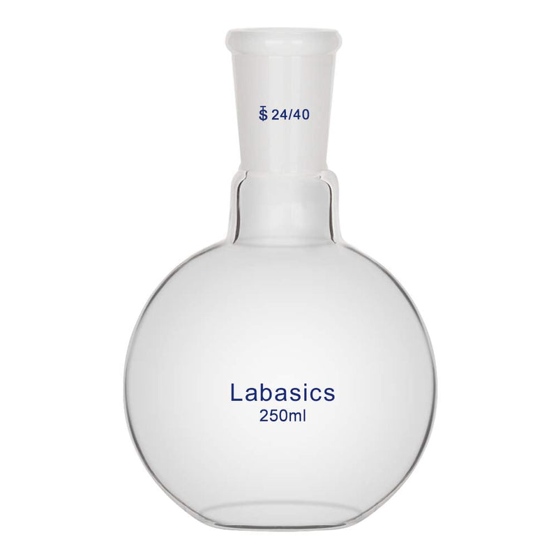 Labasics Glass 250ml Single Neck Flat Bottom Boiling Flask, with 24/40 Standard Taper Outer Joint, 250ml 250 ml