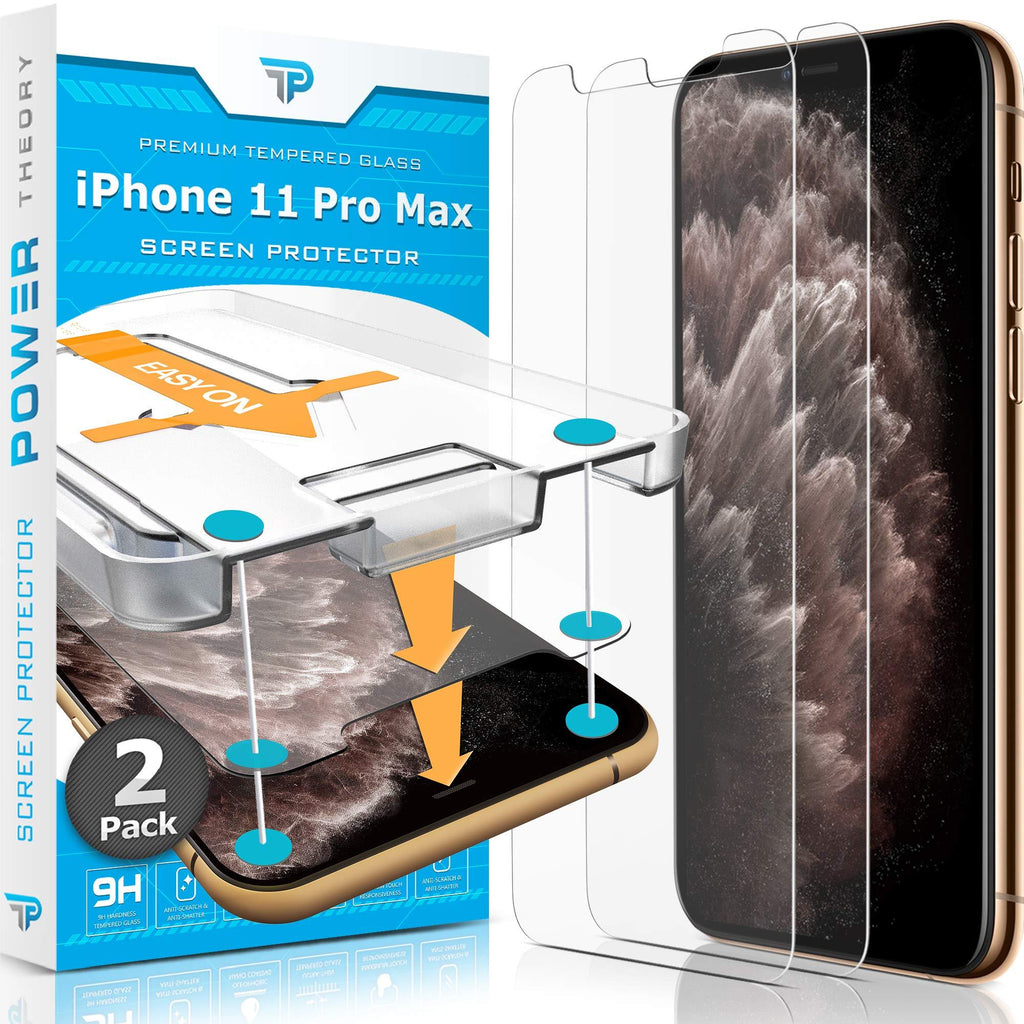 Power Theory Screen Protector for iPhone 11 Pro Max [2-Pack] with Easy Install Kit [Premium Tempered Glass for iPhone 11 ProMax]