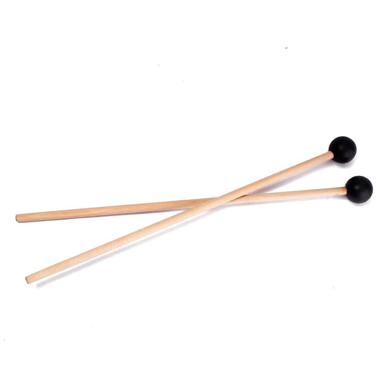 Alnicov Drum Bell Mallets Rubber Mallets with Maple Wood Handle Black Drumstick for Percussion Bell Glockenspiel (1 Pair)