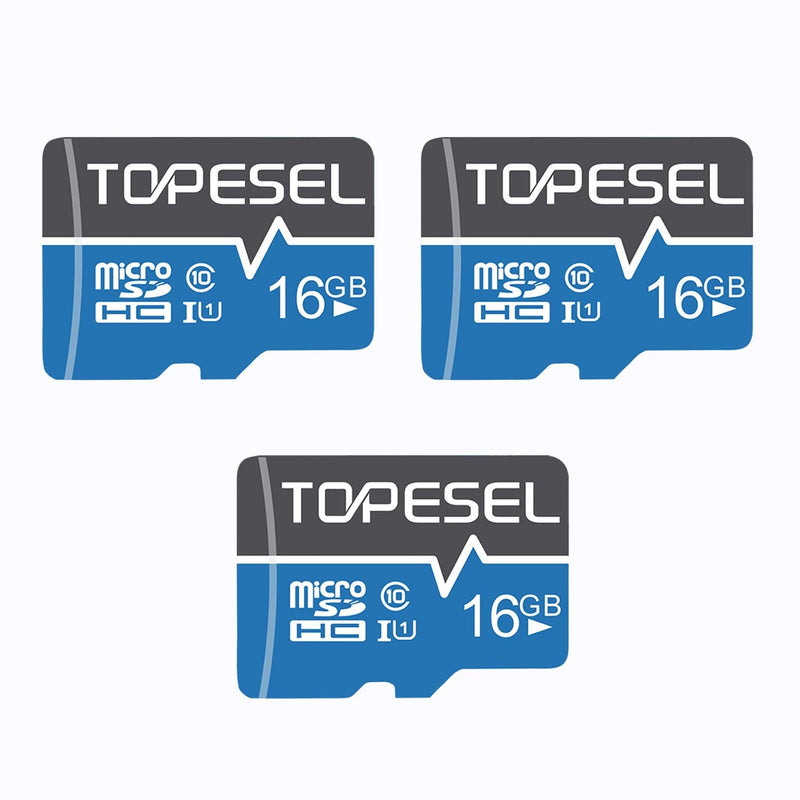 TOPESEL 16GB Micro SD Card 3 Pack Memory Cards Micro SDHC UHS-I TF Card Class 10 for Camera/Drone/Dash Cam(3 Pack U1 16GB) 3pack