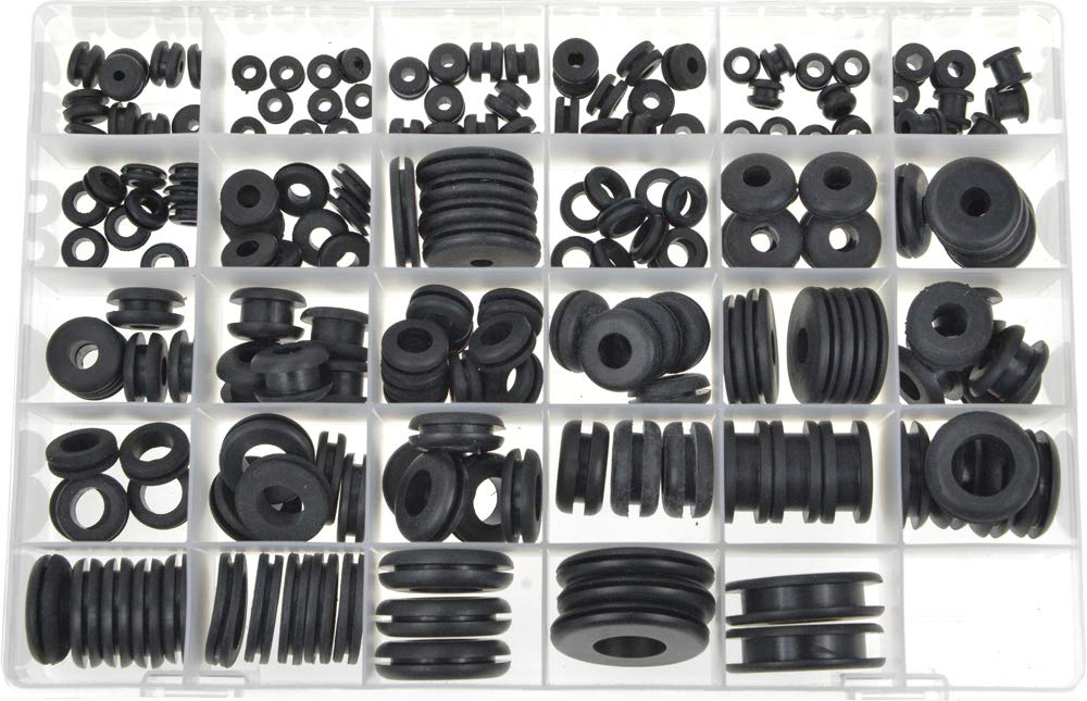 Swordfish 20040 - Master Black Rubber Grommet Assortment, [29 Sizes], Package of 189 Pieces