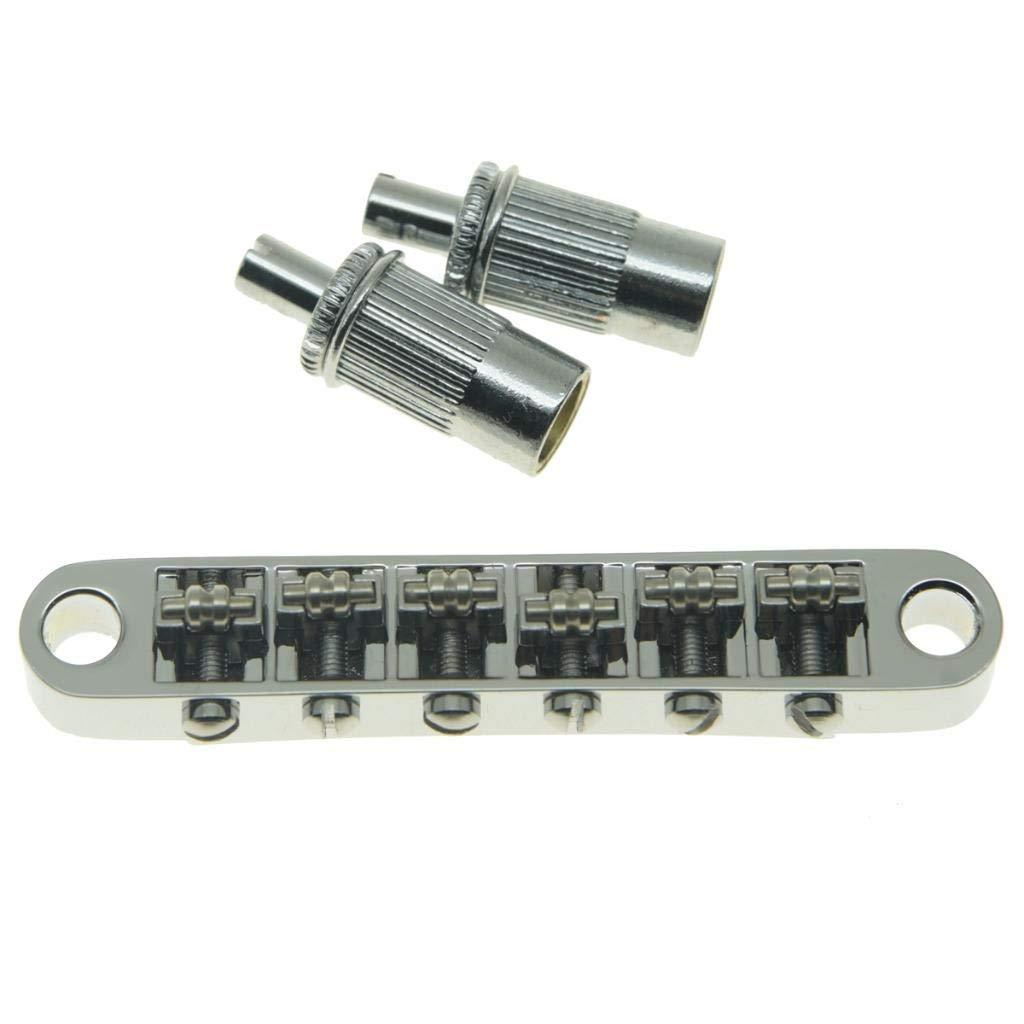 Dopro Guitar Roller Saddle Bridge Tune-O-Matic Bridge For Epiphone Les Paul,SG,Dot,Bigsby Guitar with M8 Threaded Posts Chrome