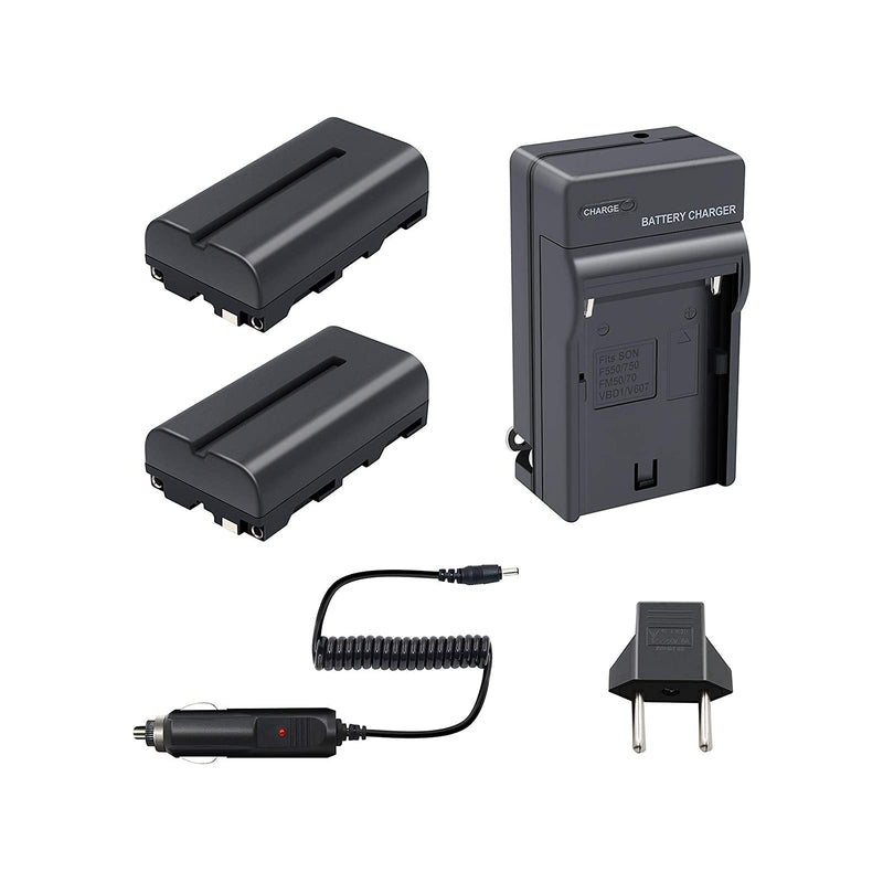 Bonadget NP-F550 Power Battery (2-Pack) and Charger for Sony NP F970, F750, F770, F960, F550, F530, F330, F570, CCD-SC55, TR516, TR716, TR818, TR910, TR917 and CN-160, CN-216, CN126 Series