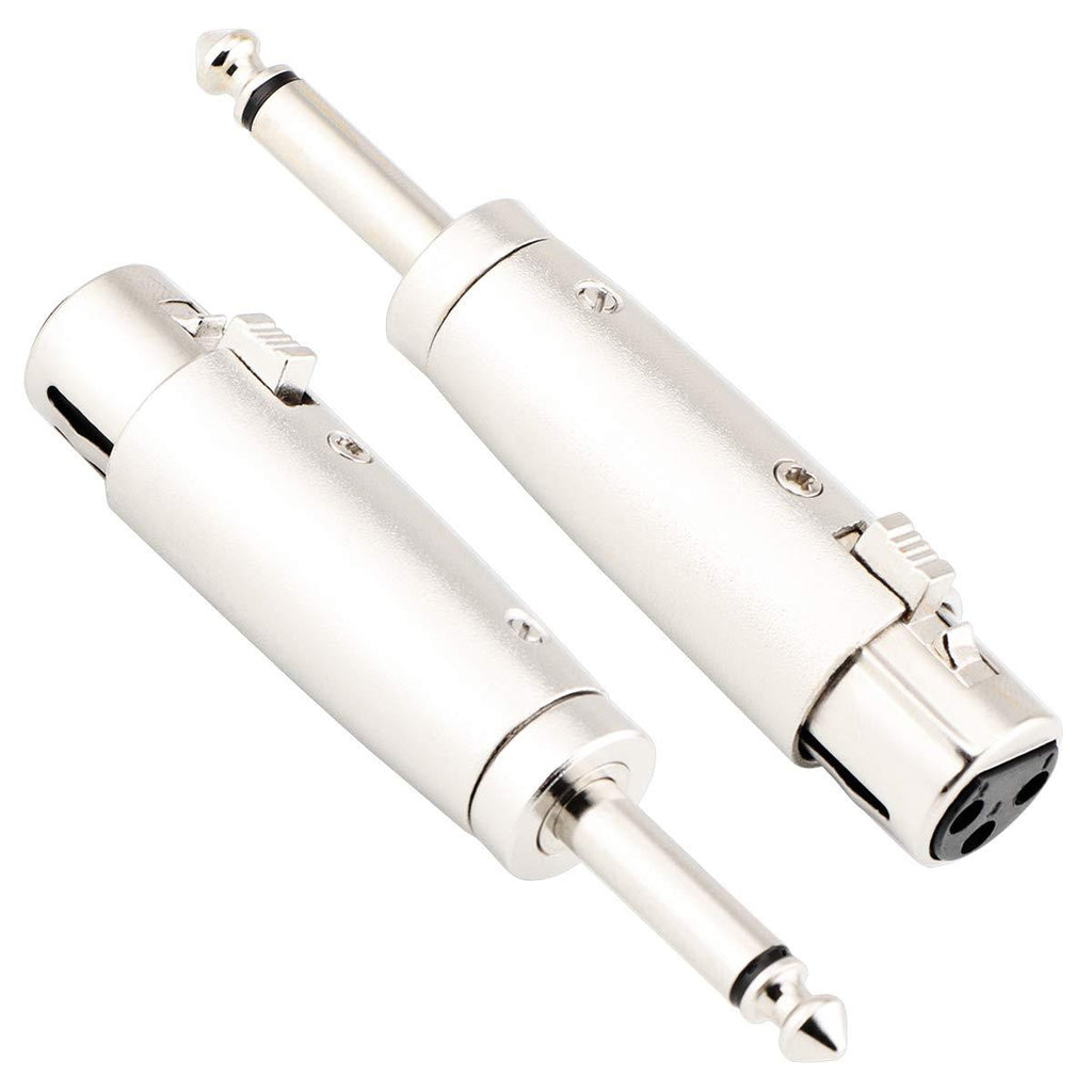 [AUSTRALIA] - XLR Female to 1/4 inch TS Adapter, HOSONGIN 3PIN XLR Female to Quarter 1/4" Inch 6.35mm TS Mono Male Plug Heavy Duty Metal Audio Microphone Adapter, 2 Pack UnBalanced - 1/4" TS to XLR Female - 2PCS 