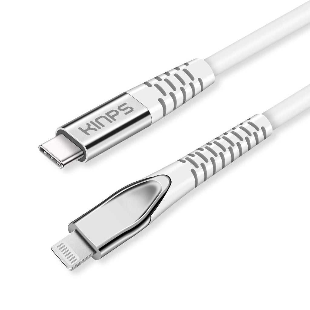 KINPS [MFI Certified 10ft] USB C to Lightning Fast Charging Cable Compatible with iPhone 12 Pro Max/12 Mini/12/11 Pro Max/XS, Supports Power Delivery(for Use with Type C Chargers), White 10ft/3m