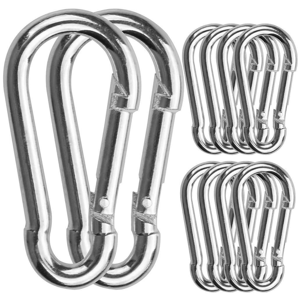 30 Pack Sliver Spring Hook, Zinc-Galvanized Steel Carabiner Small M4x40MM Carabiners for Backpacks or Key Chains, Silver Quick Link Snap Spring Clip Hook for Ropes, Pet, Indoor and Outdoor Equipment