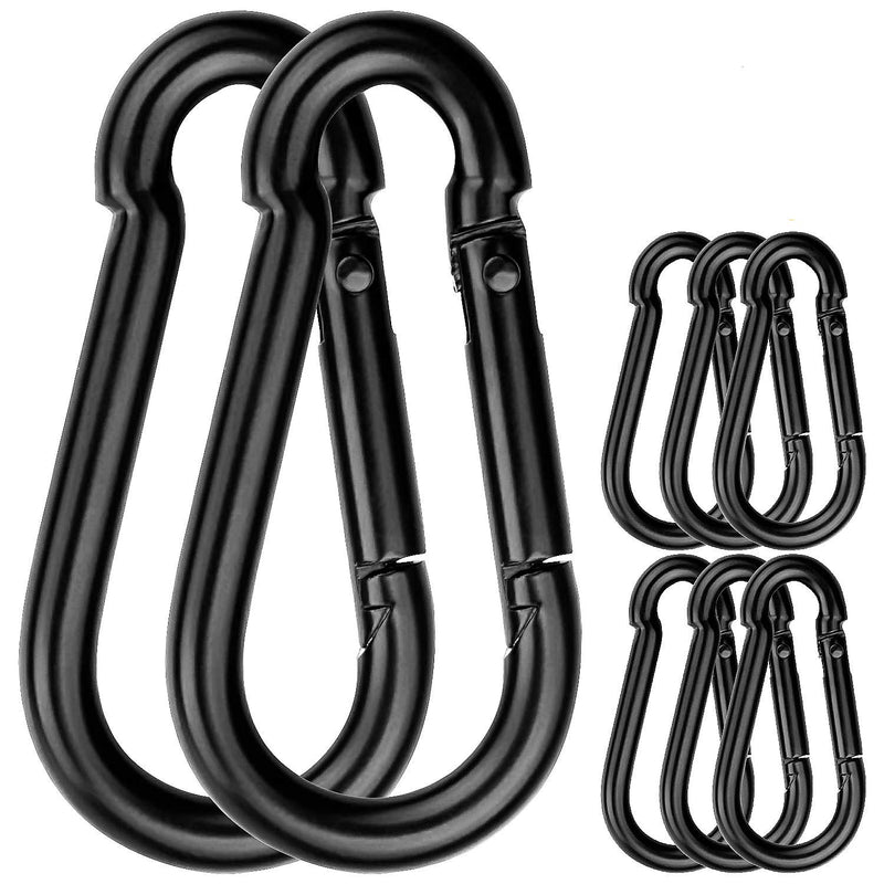 8 Pack Spring Snap Hooks, Heavy Duty Carbon Steel Carabiner Clip, Capacity 500Lbs 5/16”x3” Quick Link Buckle Clip for Camping, Fishing, Hiking M8 Key Chain Carabiner for Swing and Hammock